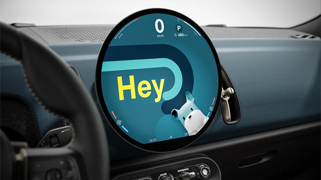 MINIインテリジェント・パーソナル・アシスタントは、ナビゲーション、電話、ラジオ、空調管理など、MINIの主要機能を操作してくれます。「Hey MINI」と呼びかけるか、ステアリング・ホイールのトーク・ボタンを押せば、MINIインテリジェント・パーソナル・アシスタントが起動します。